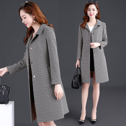 千鸟格长袖外套2018春装新款韩版显瘦气质中