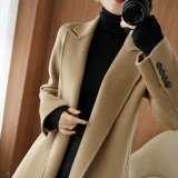 Демисезонная двусторонная кашемировая длинная элитная шерстяная куртка, средней длины