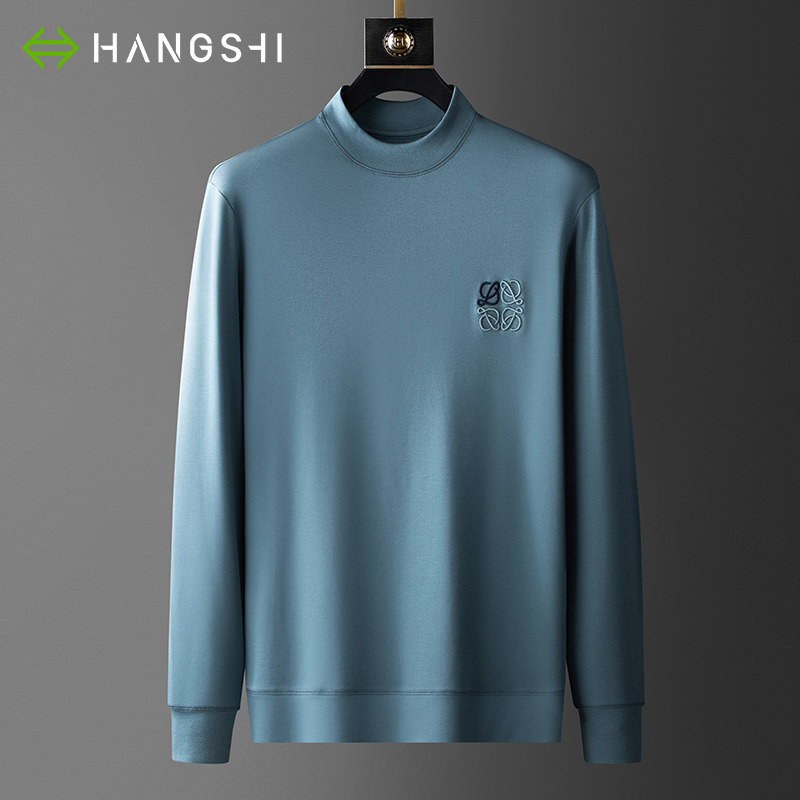 Comfort Luxurious with warm ~ water soft cotton men's half high collar T-shirt Bottoms Shirts Spring New Casual Comfort Long Sleeves