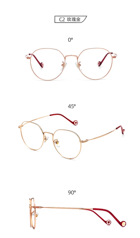 Kawakubo Ling retro kính tròn gọng kính nam siêu nhẹ khung titan cận thị khung kính nữ cận thị kính đỏ 8207 - Kính khung
