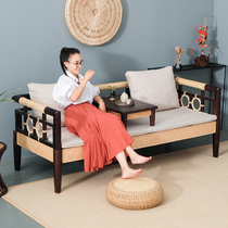New Chinese Rohan Bed Solid Wood Three Pieces of Living Room Living Room Simply Modern Zen Sofa Bed Luo Han