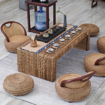 Tatami Table Tea Table Lin Desk Desk Desk with Zen Grass Tea Stage Japanese Balcony Floating Window Tea Little Tea Set
