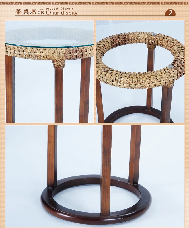 Wicker ghế ba mảnh ban công gỗ rắn giải trí bàn ghế kết hợp ghế mây bàn cà phê ba mảnh mây nội thất Bắc Âu - Bàn ghế ngoài trời / sân