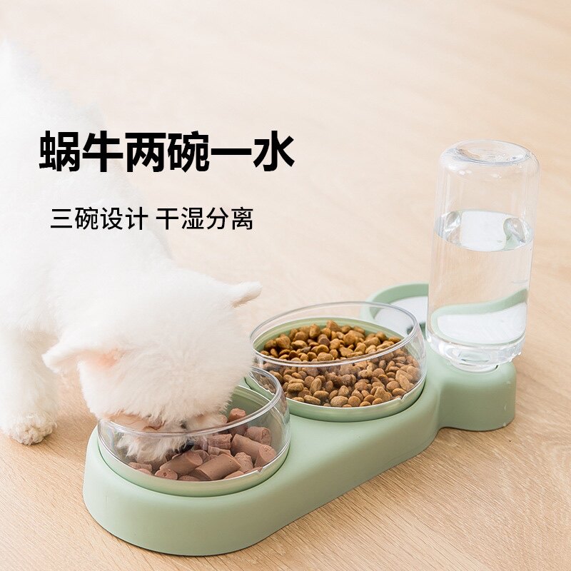 Dog bowl cat bowl double bowl tilt automatic water dispenser anti-overturning food bowl pet bowl cute cat and dog rice bowl dog supplies