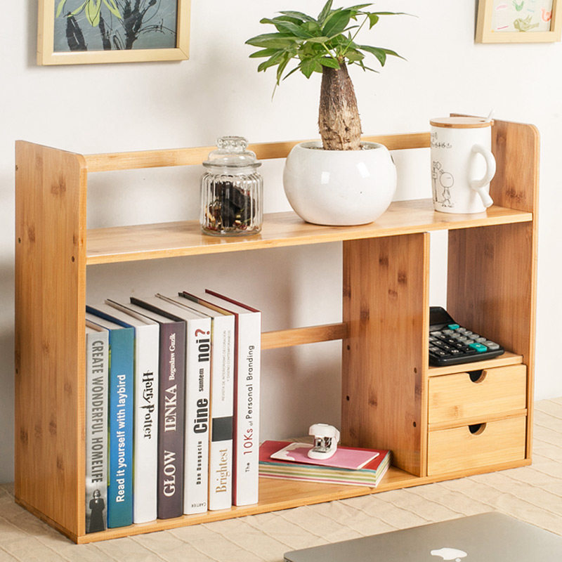 Summary table Bookshelf SHELF CREATIVE STUDENT SOLID WOOD WITH DRAWER CONTAINING LAYER SHELF OFFICE DESKTOP SMALL BOOKSHELF