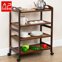 Fire Pot Shop Dish Shelf Shelf Shelf Shelf movable with wheel solid wood floor kitchen dining car cart Vegetable Rack