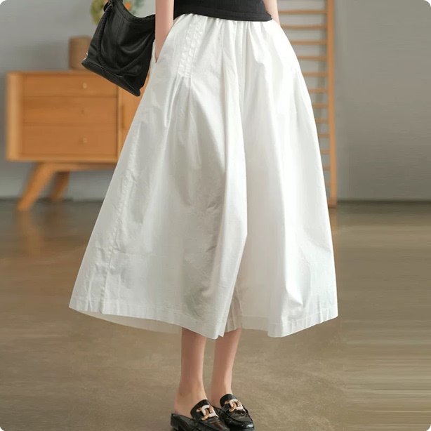 Plus-Size Wide-Leg Cropped Pants for Women, Summer Thin Style, Large Flared White Pants for Chubby Women, Loose and Slimming Casual Pants for Petite Women