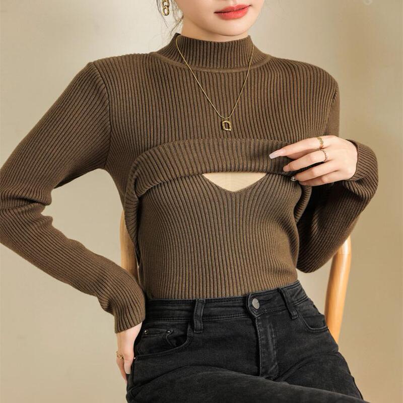 Breastfeeding Sweater, Fashionable for Nursing, Autumn and Winter, Going Out, Trendy Mom Style, Thickened, Plus Size, Winter Knitted Inner Layer, Breastfeeding Base Shirt Breastfeeding Sweater, Fashionable for Nursing, Autumn and Winter, Going Out, Trendy Mom Style, Thickened, Plus Size, Winter Knitted Inner Layer, Breastfeeding Base Shirt