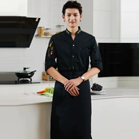 Водонепроницаемый черный лонгслив, черная юбка в складку, фартук, V-образный вырез