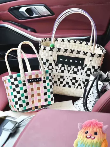 [Пятно] Марни Мани овощная корзина с тканом сумкой 23 Новая благотворительная сумка для покупок вручную ежедневно