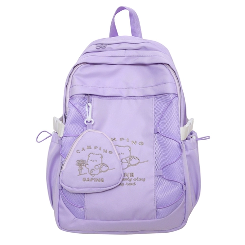 Сиреневый ранец, сумка через плечо, вместительный и большой японский рюкзак, для средней школы