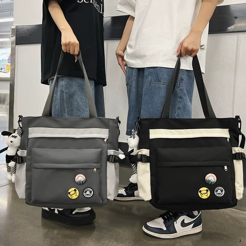 Сумка через плечо, вместительный и большой шоппер, льняная сумка, для средней школы