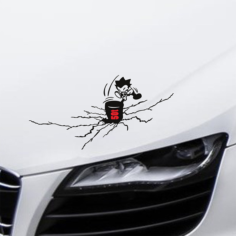 Crack big hammer car motorcycle scratch sticker modified lamp eyebrow car tail personality funny Sade 50t