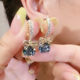 Temperament light luxury bow zircon earrings female niche design exquisite diamond earrings geometric blue crystal earrings