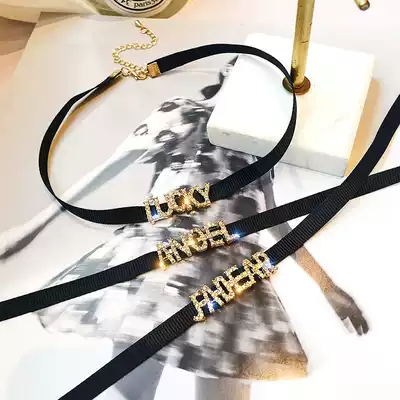 Neck letter necklace choker choker female short neck black neck strap neck jewelry Net red collar tide