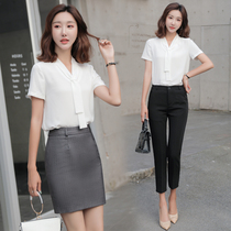 Career Suit Short Sleeve Teacher Temperament Goddess Van High-end Interview Sleeve Dress Hotel Front Desk Summer Tooling Work Clothes