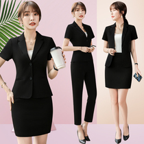 Career Suit Women Summer Positive Dress Temperament Manager Interview Suit Jacket Skirt Hotel Front Office Tooling Short Sleeve Workwear