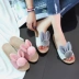 Dép nữ mùa hè hoạt hình dễ thương nội thất phòng vải lanh dép mềm đáy mẹ và con gái mô hình cha mẹ-con - Trang chủ dép mang nhà Trang chủ