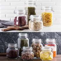 Home stainless steel buckle glass bottle food storage jar kitchen transparent passion fruit enzyme bottle sealed jar