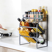 Home kitchen seasoning rack oil salt sauce vinegar bottle condiment countertop floor multi-layer household storage shelf