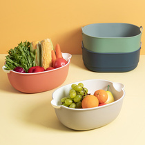 Home Lap Basket Household Kitchen Double Fruit Filter Basin 2021 New Nordic Wind Pap Water Washing Vegetable Basket