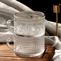 Home Floating Cup Nordic vintage Phnom Penh Sunflower Glass with Handle Milk Oatmeal Breakfast Cup