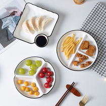 Home creative dumpling plate ceramic lace non-slip rice plate household partition tableware dumpling dinner plate with vinegar plate