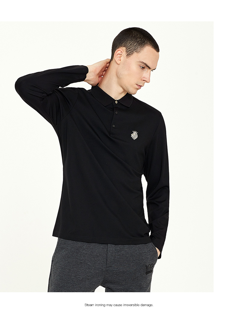 Áo sơ mi nam nam POLO của ALFIERI màu trơn, vạt áo dài công sở giản dị áo polo đồng phục