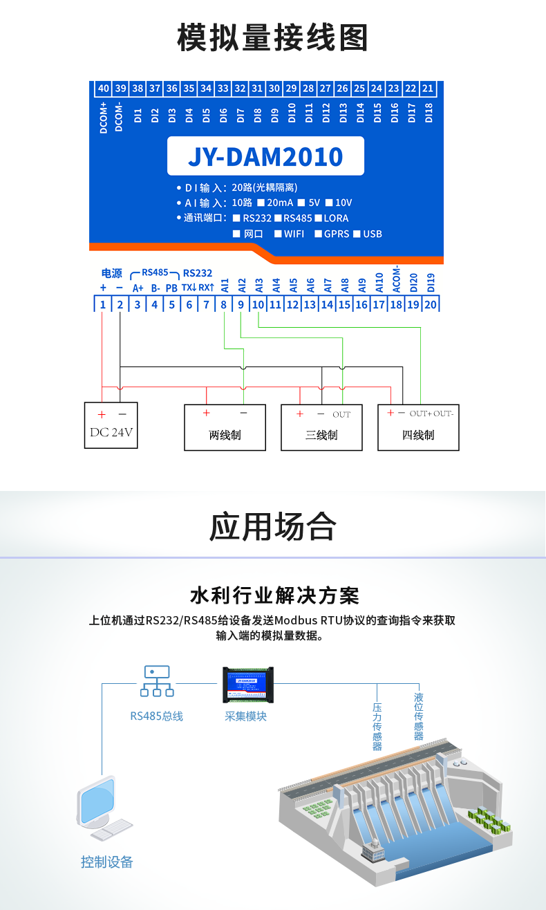 DAM-2010 工业级数采模块接线图