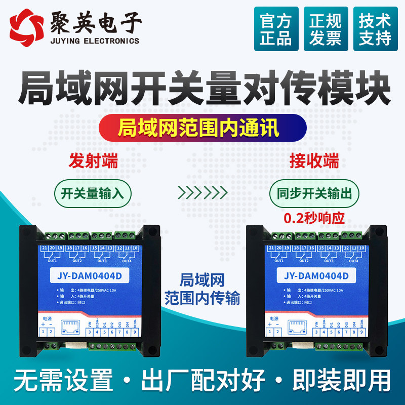 以太网开关量互传模块 远程控制开关 信号同步 物联网继电器对传