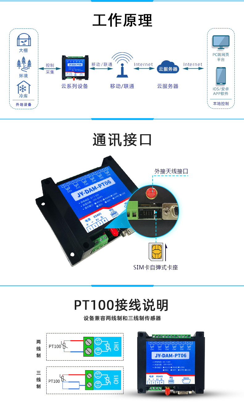 云平台 GPRS-PT06 温度采集模块 工作原理