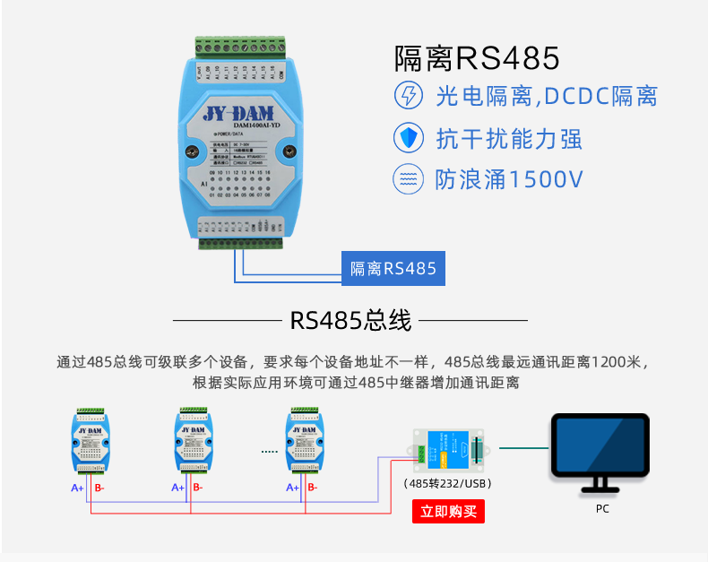 DAM1400AI-YD 模拟量采集模块接口