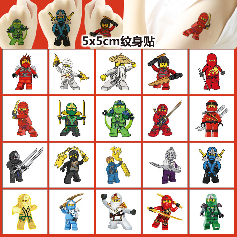 Ninjago Themed Party Kidsren's Tattoo Stickers Birthday Party Tattoos Disposable Water Transfer Stickers