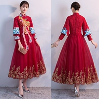 Длинный, с вышивкой, средней длины