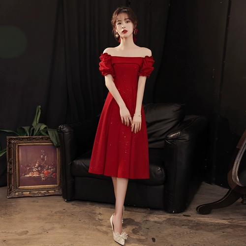 Вечернее платье, красное элегантное зимнее свадебное платье, коллекция 2023, изысканный стиль, подходит для подростков, французский стиль