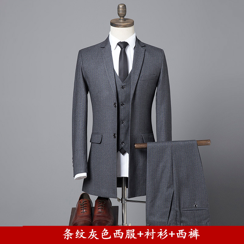 Suit phù hợp với nam giới ba mảnh Hàn Quốc phiên bản của bộ quần áo phù hợp với độ dài vừa phải xu hướng tạo mẫu tóc phù hợp với váy