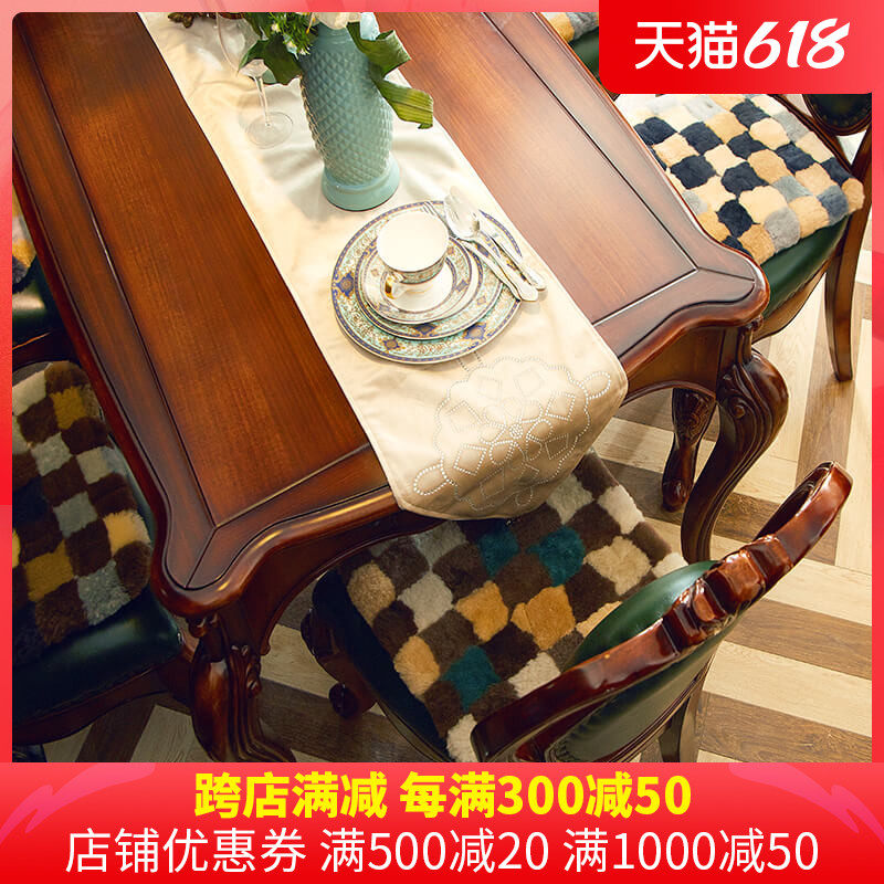 Blue Shepherd Fur Integrated Sofa Cushion Pure Wool Cushion Chair Cushion Dining Chair Cushion Computer Chair Office Cushion Thickened