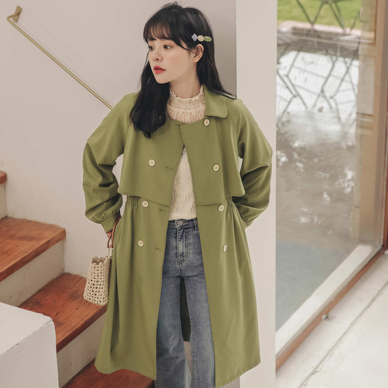 Mặc một chiếc áo khoác rãnh loose-fitting vào mùa xuân năm retro quần áo nhỏ gió Anh giữa chiều dài áo khoác 2020 phụ nữ mới của