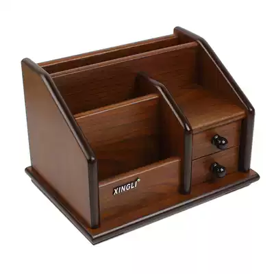Wooden pen holder with drawer office storage box business card holder home wooden pen holder cute desktop storage box student stationery box storage pen holder multifunctional wooden large capacity drawer type