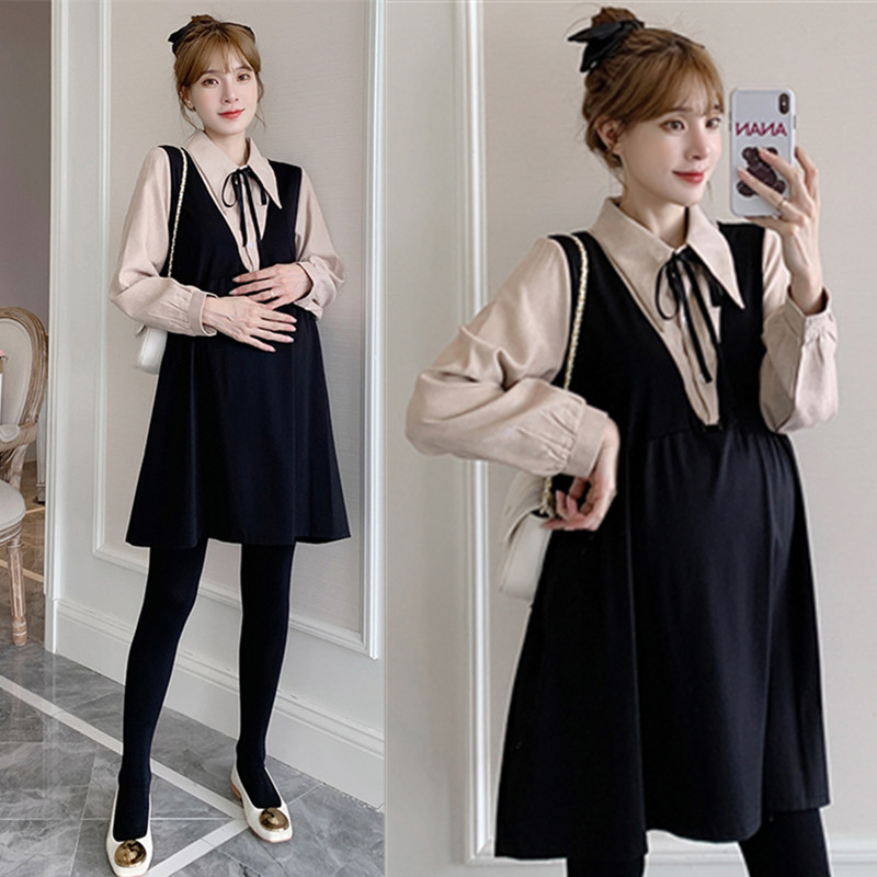 Pregnant women spring dress late dress suit spring and autumn clothing without appearing fashionable mom personality dress
