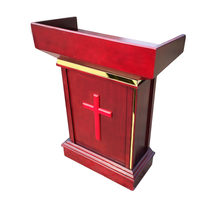 Solid wood new metal edge church with wheels wooden podium podium podium choir reception desk overall delivery
