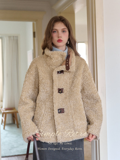 SimpleRetro Yilu Traveler chaqueta de moto todo en uno de piel francesa de dos prendas top de sherpa de imitación para mujer