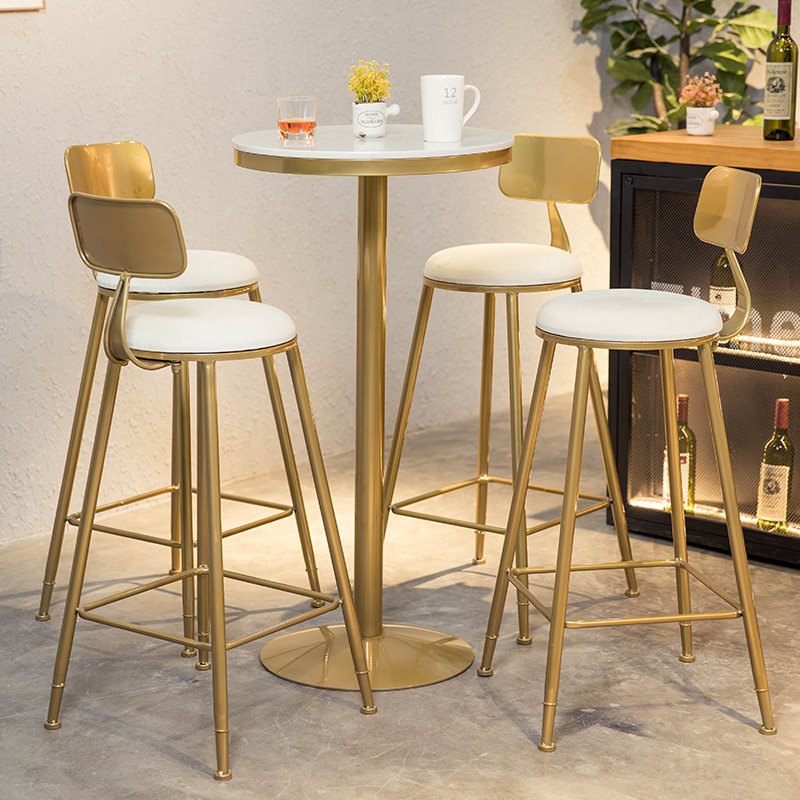 Nordic Marble Bar Table High Foot Round Table Minimalist Home Bar Table High Foot Pedal Golden Bar Table Chairs