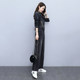 Black jeans wide-leg pants suit women's spring and autumn 2022 new fashion casual foreign style age-reducing jacket two-piece set