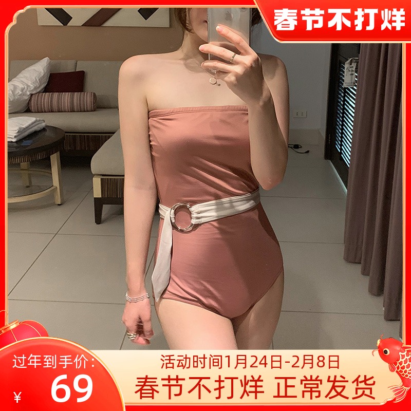 Swimsuit Women's Summer 2021 New Korea ins Sexy Belly Skinny Strapless Backless Bikini Swimsuit