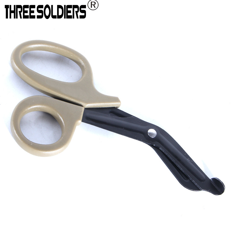 Outdoor Tactical Survival Medical Scissors Field First Aid Fine-toothed Multipurpose Lifesaving Tool Army Fan Survival Scissors