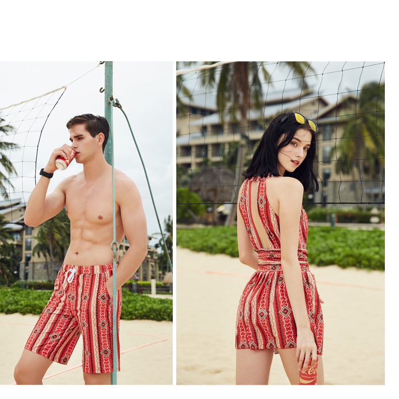 Cặp đôi đồ bơi nữ phù hợp với kỳ nghỉ bên bờ biển tuần trăng mật suối nước nóng Cặp vợ chồng quần đi biển quần áo tắm nam một mảnh - Vài đồ bơi đồ đi biển cho cặp đôi