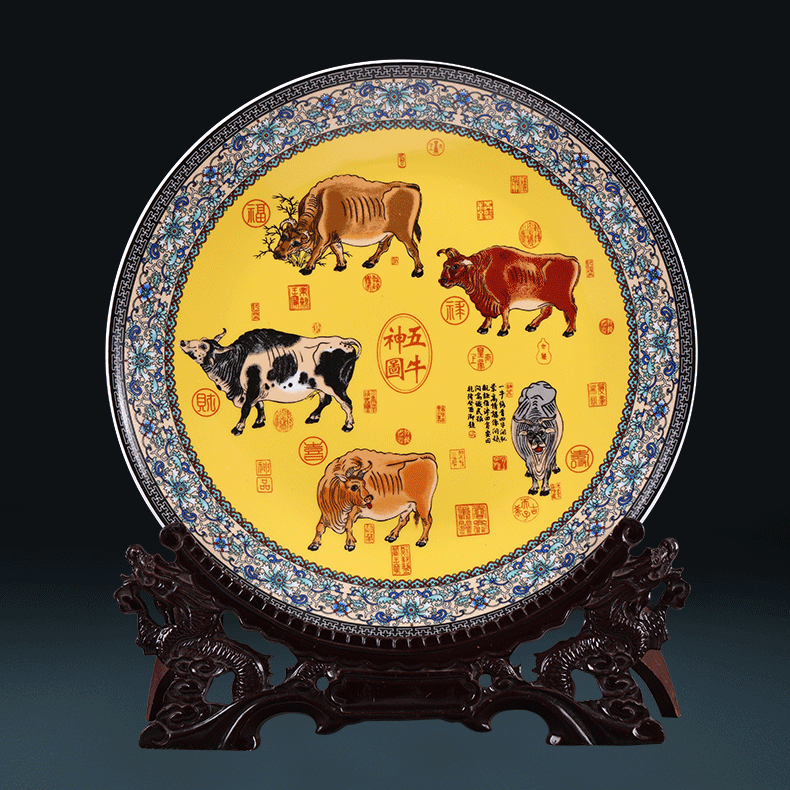 Xiaoxiang Xiaoxing ceramic decoration plate Kowloon Jiufengtu Living room office housing decoration office decoration