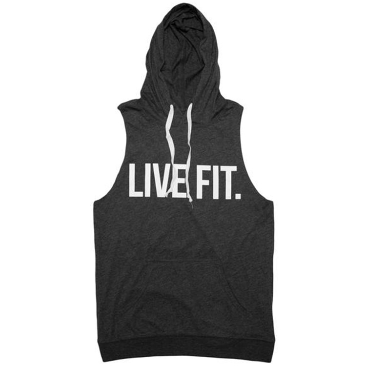 LVFT cơ anh trai vest thể thao nam 2018 hè mới tập thể dục giản dị áo cotton tập mũ trùm đầu áo phao 3 lỗ