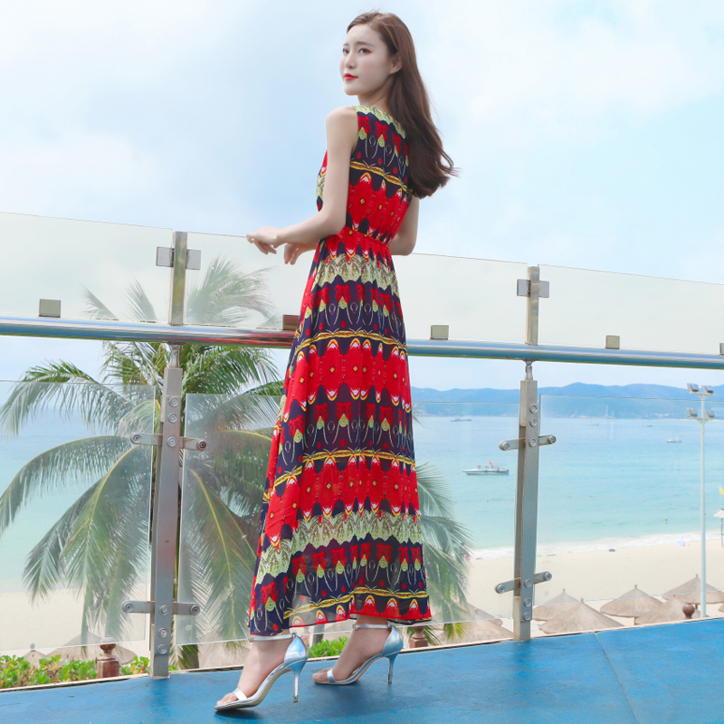 thailand seaside vacation beach skirt female summer 2019 new thin temperament chiffon dress bohemian long skirt